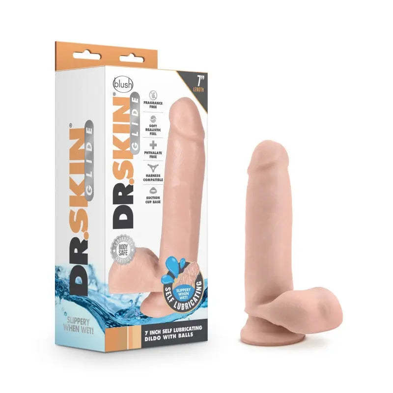 Dr. Skin Glide 7 Inch Self Lubricating Dildo Blush Novelty