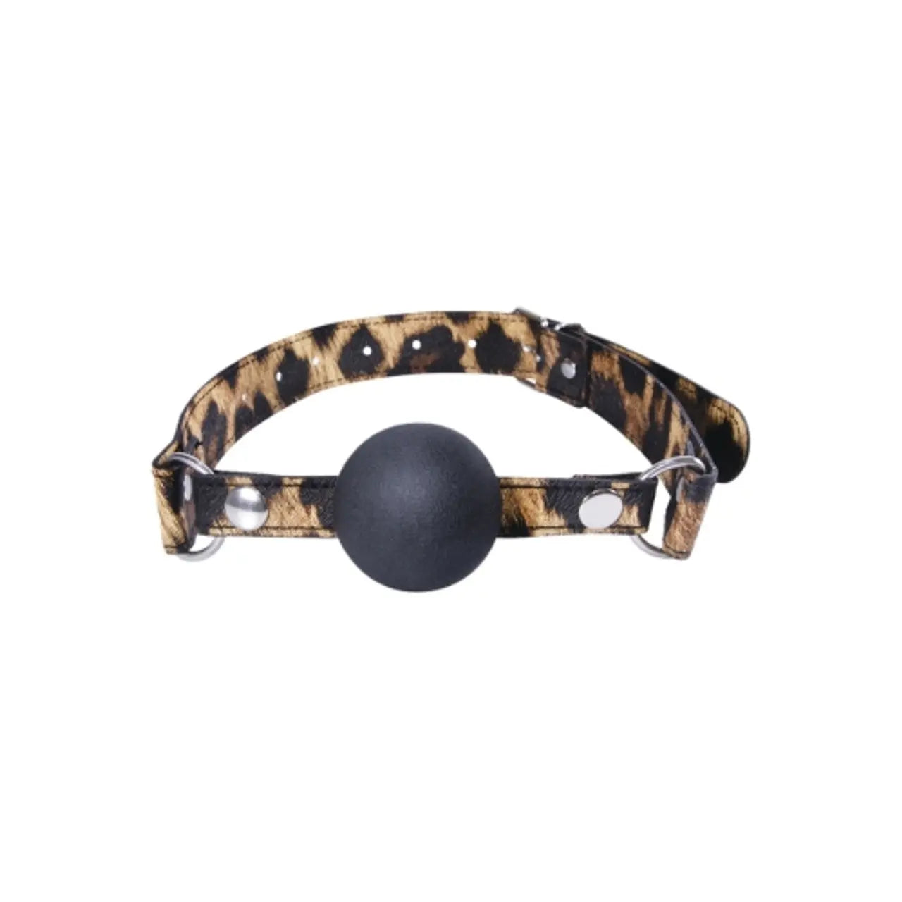 Excellent Power Leopard PU Leather with Silicone Ball Gag Excellent Power