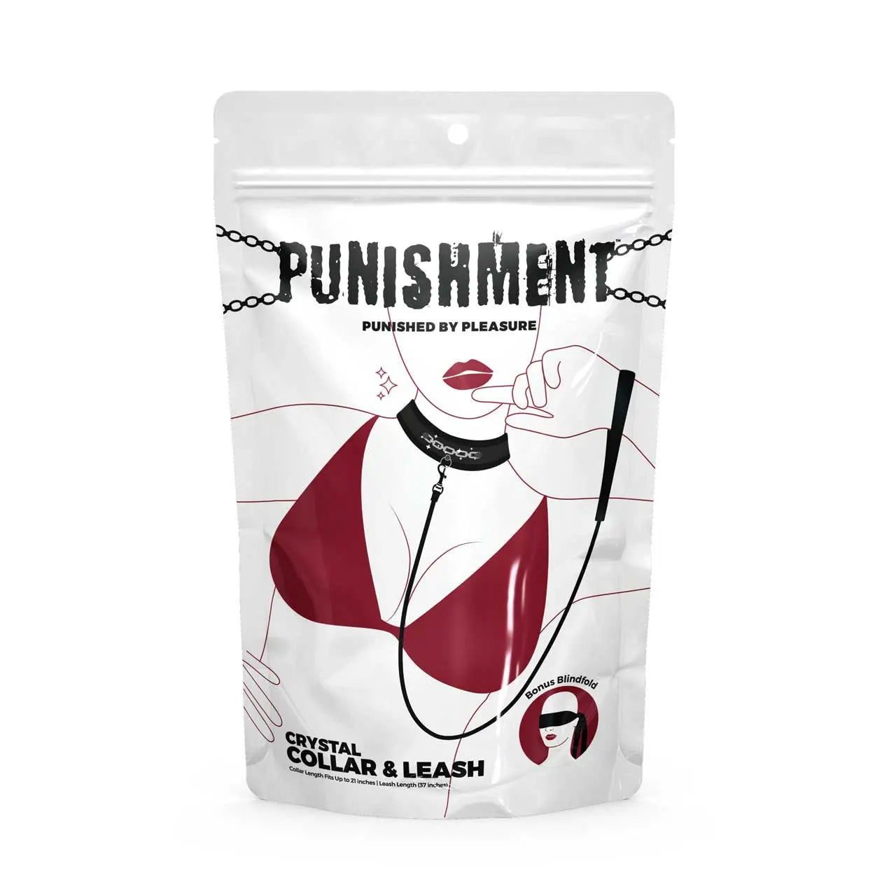 Punishment Crystal Detail Collar and 37 inch Leash Punishment