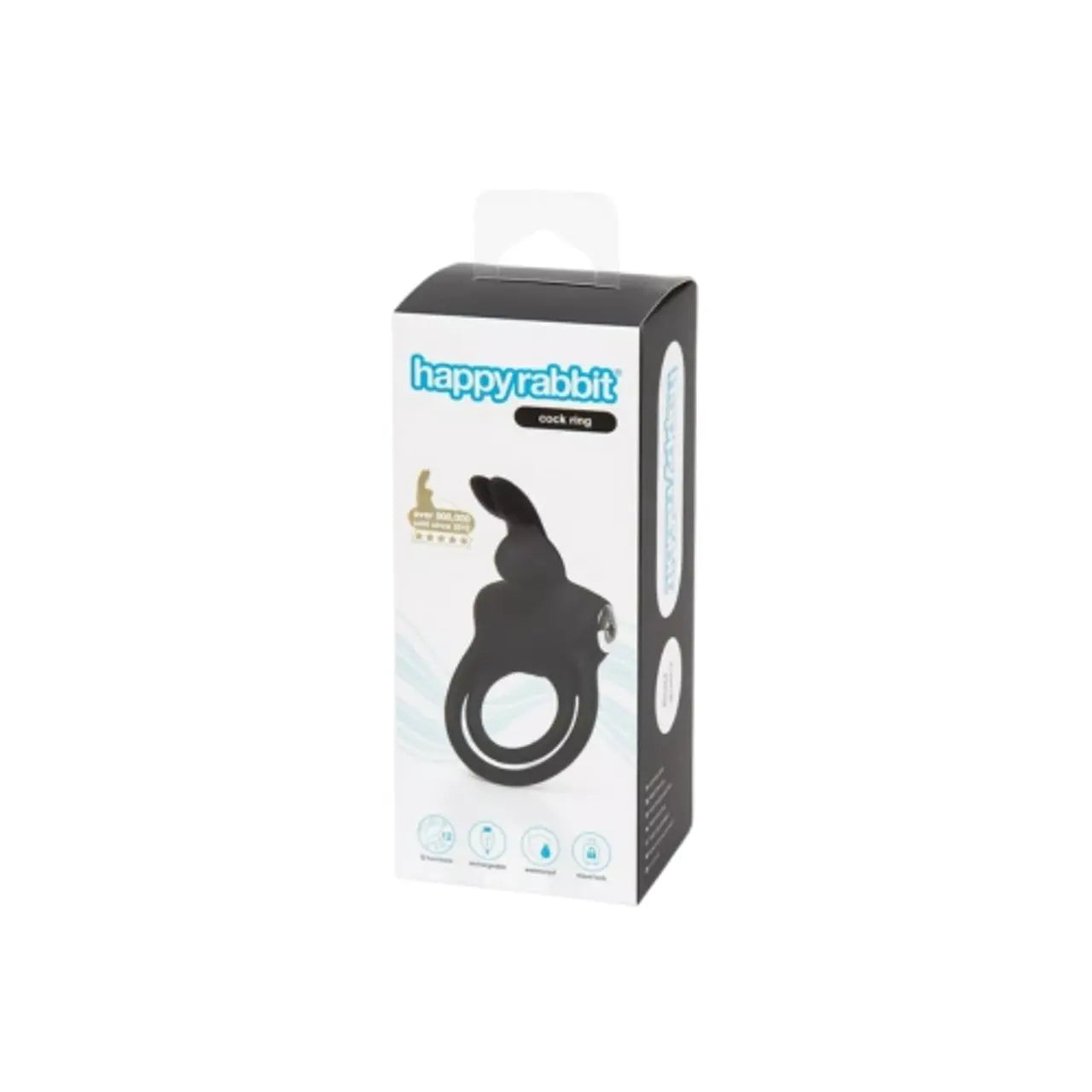 Happy Rabbit Stimulating Rechargeable Rabbit Cock Ring Black Happy Rabbit